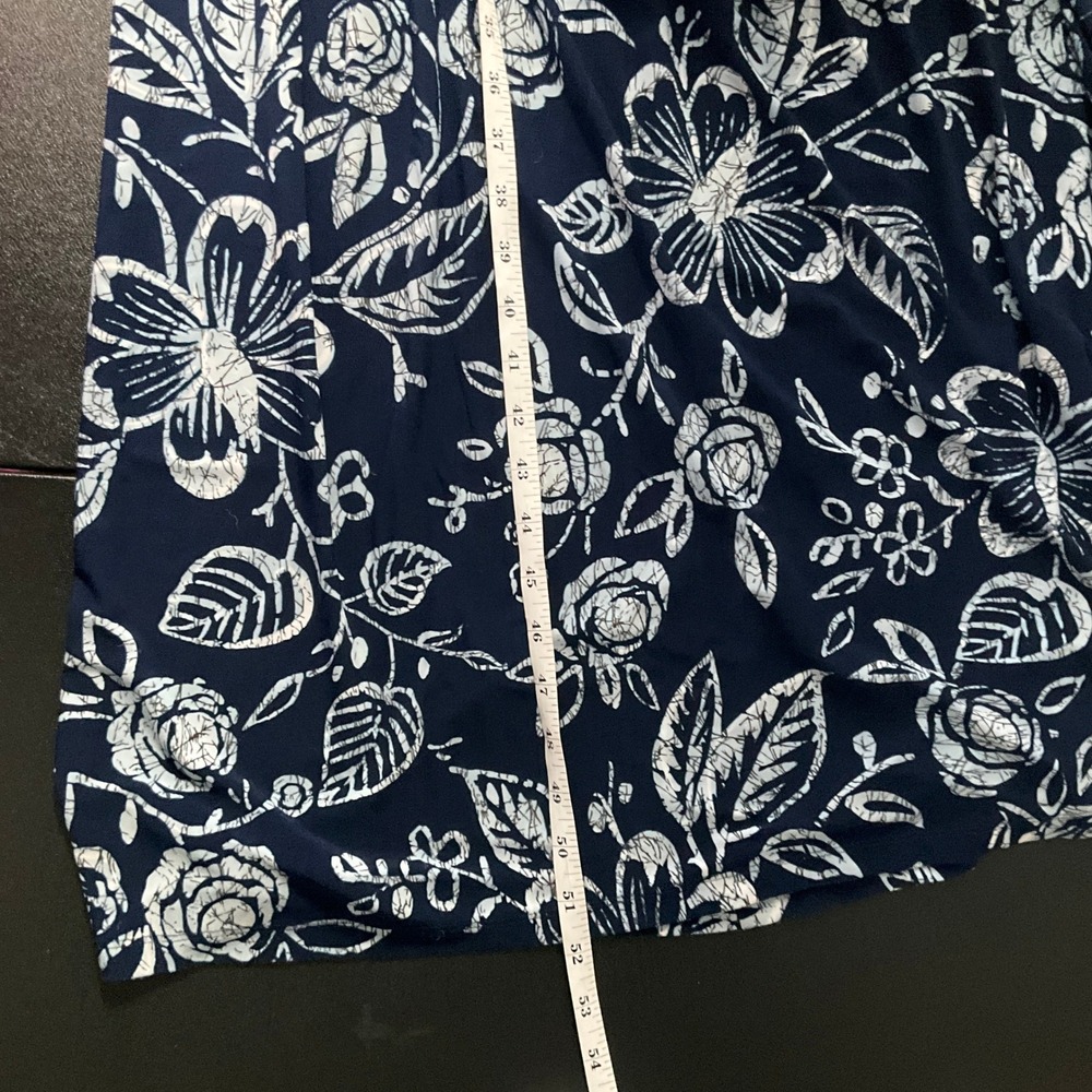 Chaps Navy Floral Print Sleeveless V‎ Neck Babydoll Maxi Dress Women's Size S - Picture 10 of 11